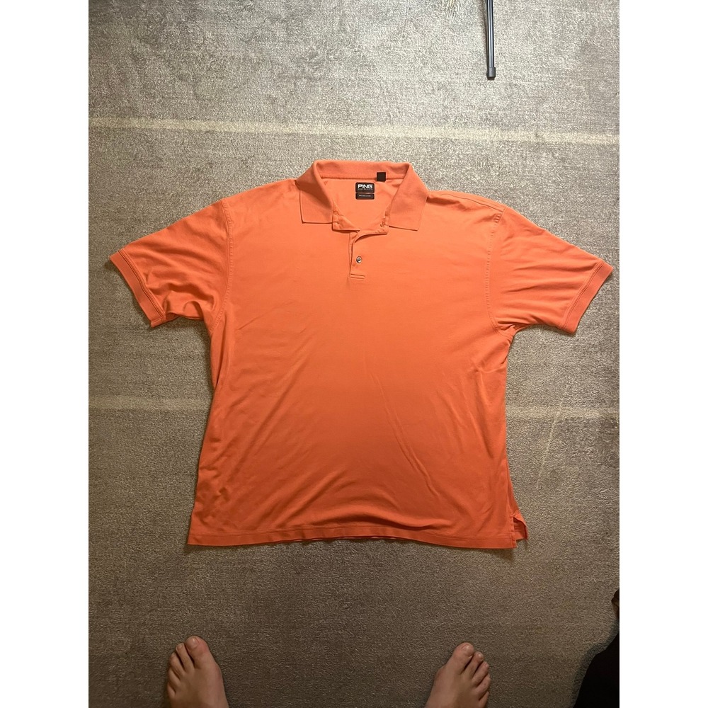 Ping Collection Mens XXL Salmon Orange Pima Cotton Short Sleeve Golf Polo Shirt
